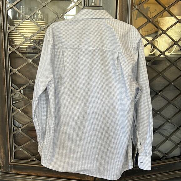 Nick Graham | Men’s Blue Modern Fit Long Sleeve Dress Shirt | Size Large | 0031 - Picture 6 of 10